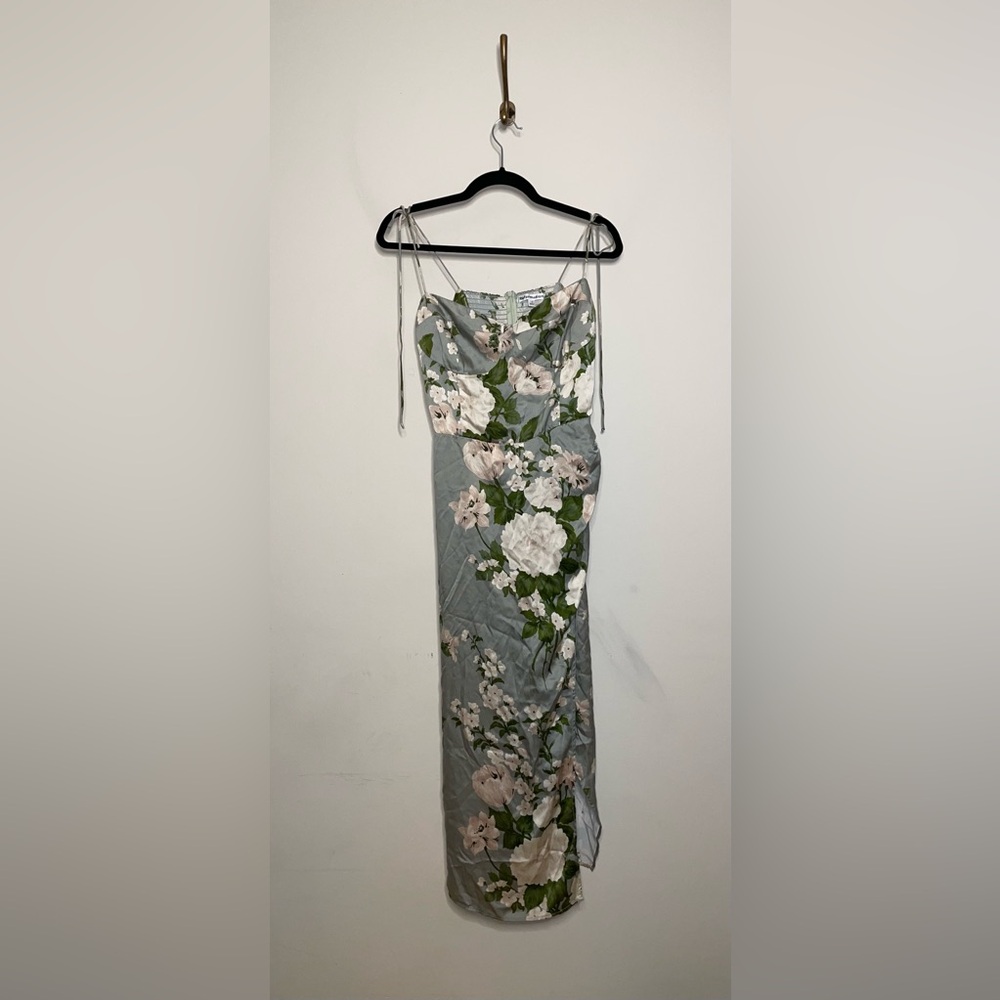 Reformation Marguerite Silk Dress in Tarragon - Picture 8 of 12